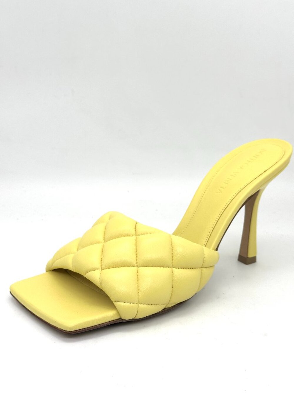 Bottega Veneta LIDO Padded Leather Square Toe Mule Sandals Heels Shoes